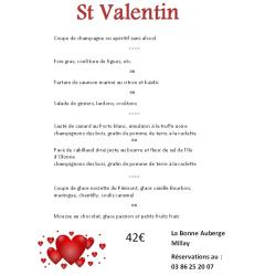 Menu St Valentin à la Bonne Auberge