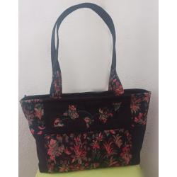 Sac fourre tout noir, motif patchwork