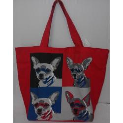 Sac cabas rouge imprimé.